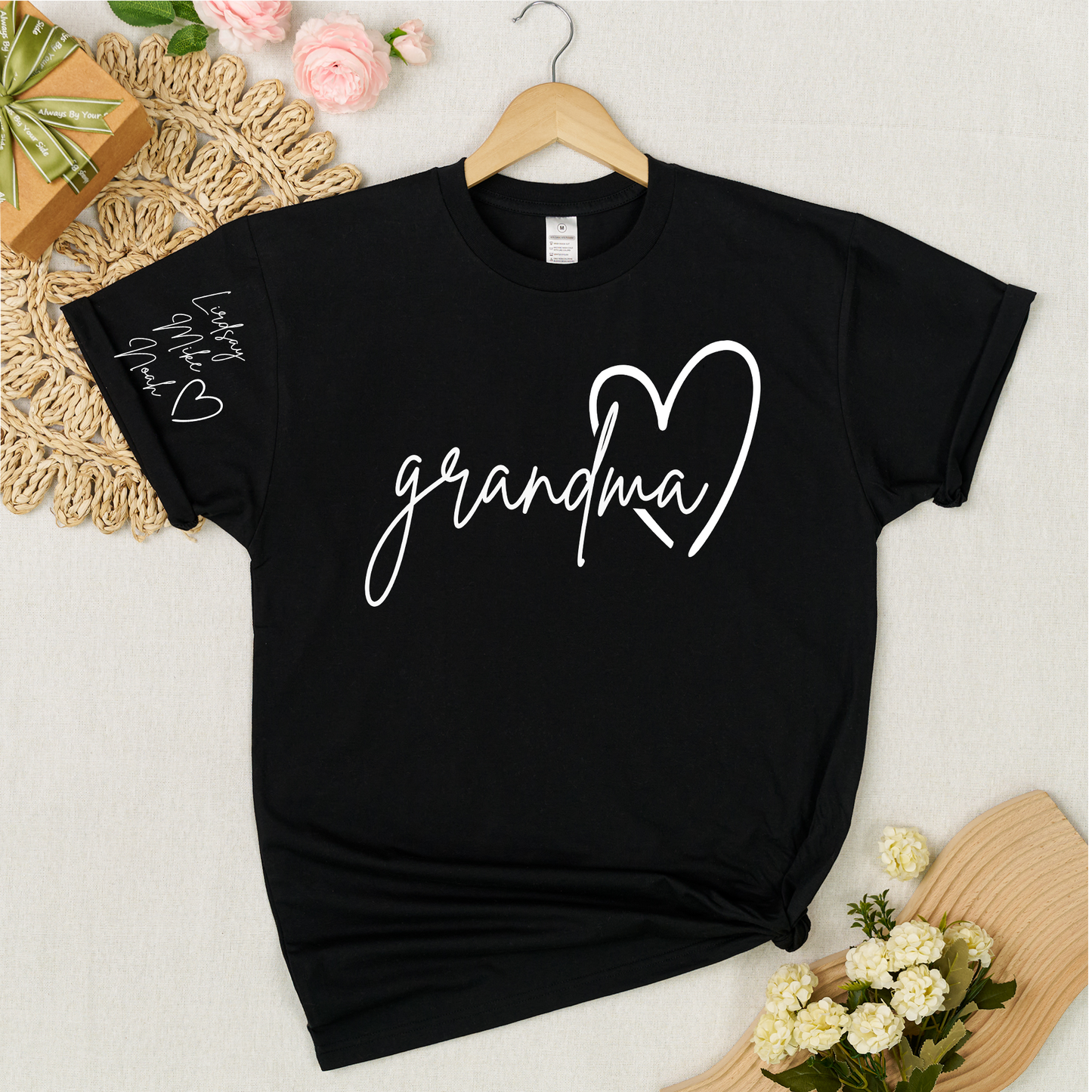 Personalized Grandma Heart T-Shirt with Custom Names - Perfect Gift for Grandma, Family, or Loved Ones
