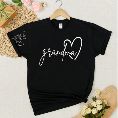 Personalized Grandma Heart T-Shirt with Custom Names - Perfect Gift for Grandma, Family, or Loved Ones