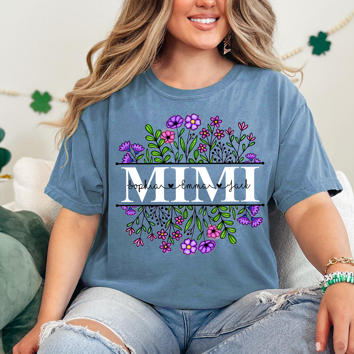 Comfort Colors® Mimi Wildflower And Grandkids Shirt Gift for Grandma, Mother's Day