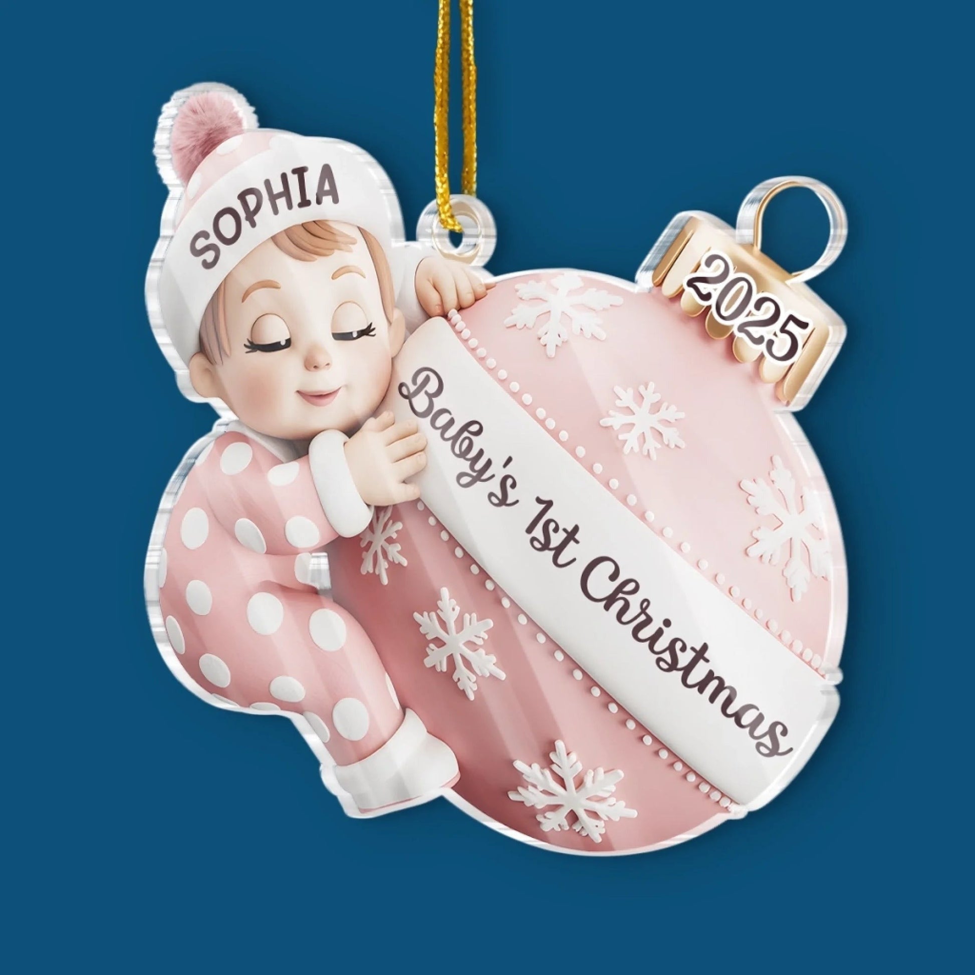 Custom Acrylic Ornament, Personalized Christmas Baby Shower, First Christmas Magic Begins