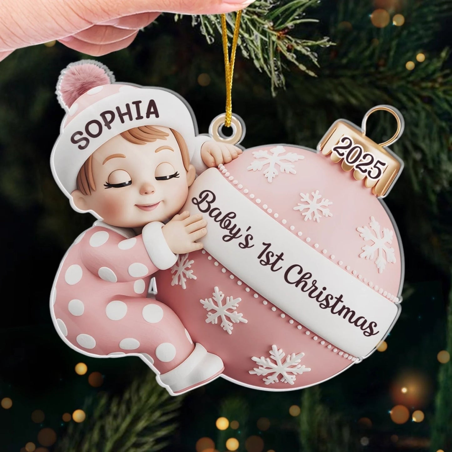 Custom Acrylic Ornament, Personalized Christmas Baby Shower, First Christmas Magic Begins