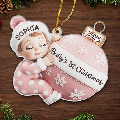Custom Acrylic Ornament, Personalized Christmas Baby Shower, First Christmas Magic Begins
