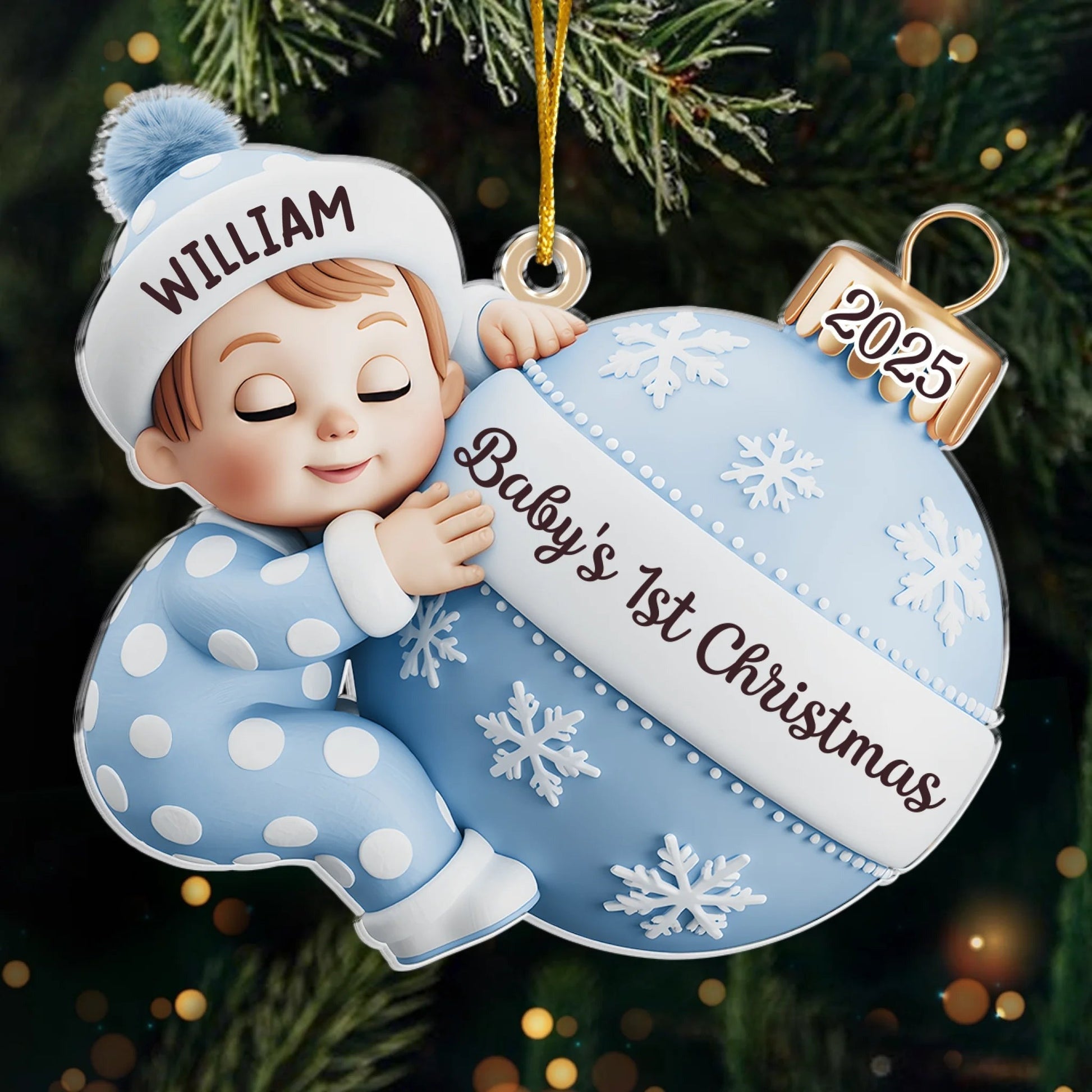 Custom Acrylic Ornament, Personalized Christmas Baby Shower, First Christmas Magic Begins