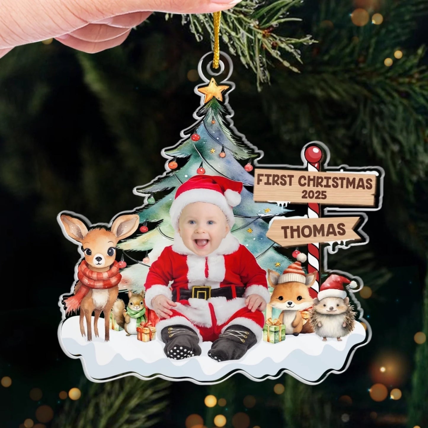 Custom Photo Under The Mistletoe With My Little Bundle Of Joy, Family Personalized Custom Ornament, Christmas Gift For Baby Kids, First Christmas
