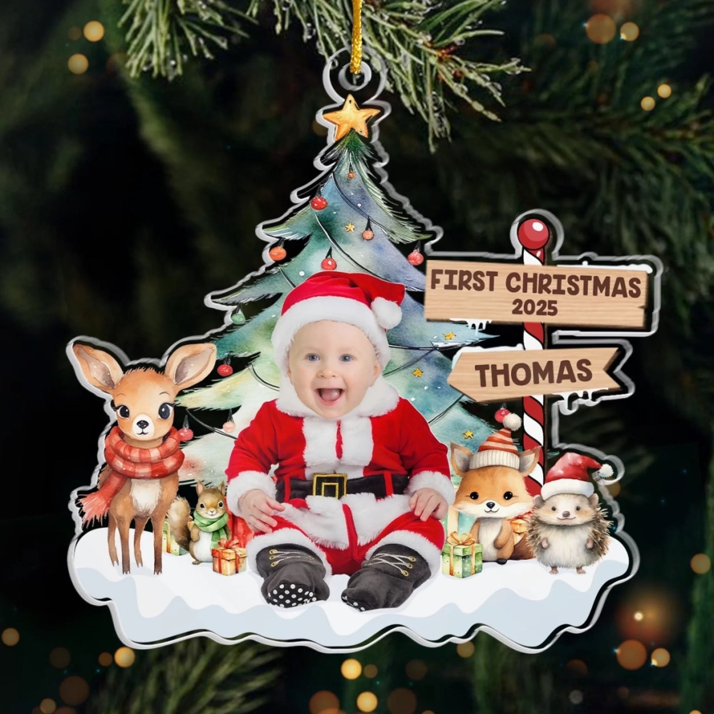 Custom Photo Under The Mistletoe With My Little Bundle Of Joy, Family Personalized Custom Ornament, Christmas Gift For Baby Kids, First Christmas