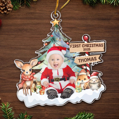 Custom Photo Under The Mistletoe With My Little Bundle Of Joy, Family Personalized Custom Ornament, Christmas Gift For Baby Kids, First Christmas