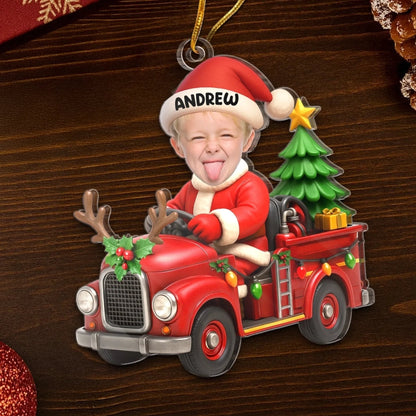 Custom Photo Acrylic Ornament, Personalized Christmas Birthday Gifts For Kids, Driving Into Holiday Magic