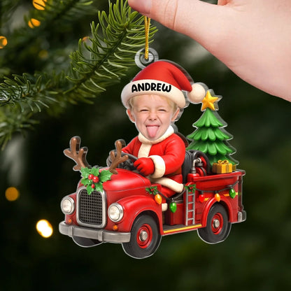 Custom Photo Acrylic Ornament, Personalized Christmas Birthday Gifts For Kids, Driving Into Holiday Magic