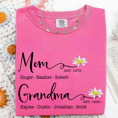 Personalized Mom & Grandma Shirt – Custom Family Name T-Shirt with Birth Year – Unique Gift for Mothers & Grandmothers, Birthday, Mother’s Day