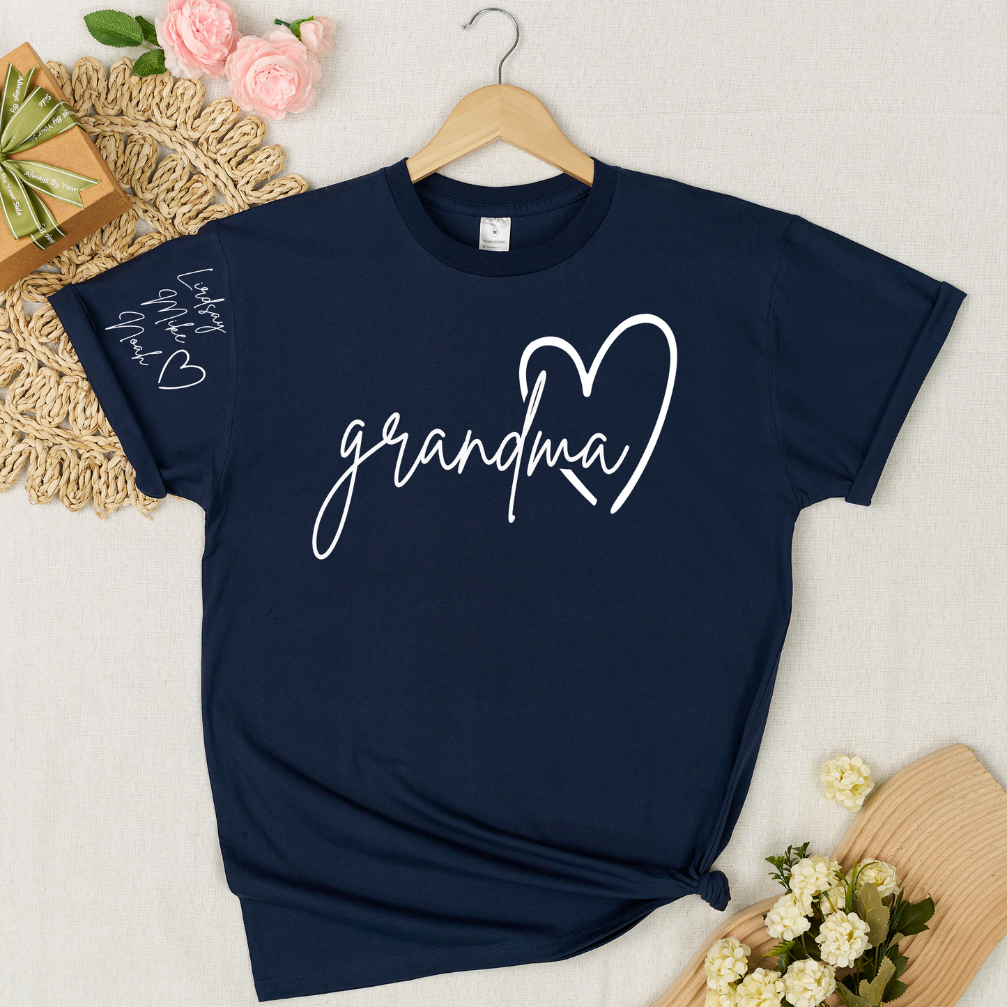 Personalized Grandma Heart T-Shirt with Custom Names - Perfect Gift for Grandma, Family, or Loved Ones