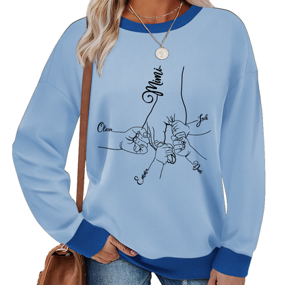 Personalized Mimi Sweatshirt with Grandkids’ Names – Custom Hands Drawing Family Sweater Gift for Grandma