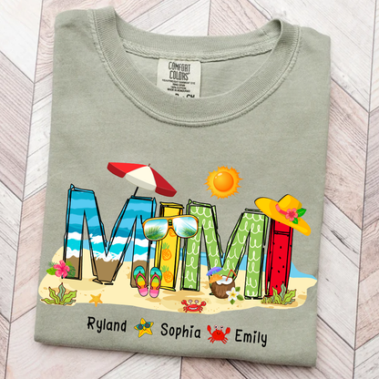 Custom Beach Mimi Shirt – Personalized Grandma T-Shirt with Grandkids Names