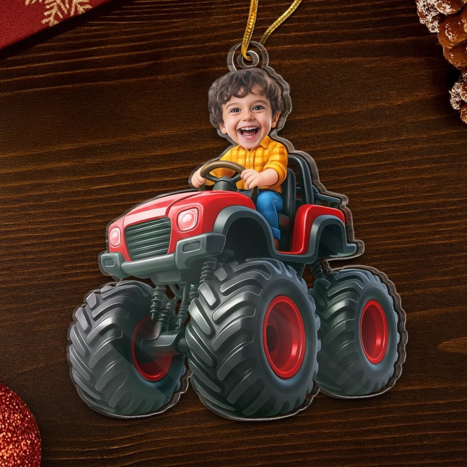 Custom Photo Acrylic Ornament - Personalized Christmas Birthday Gifts For Kids - Little Adventures Ride With Joy