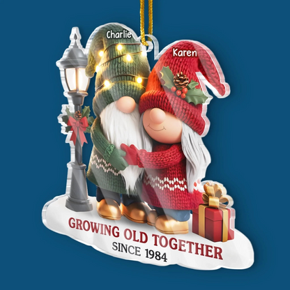 Custom Gnome Acrylic Ornament – Personalized Anniversary & Wedding Keepsake, Meaningful Christmas Gift for Husband & Wife, Our Story Continues Ornament