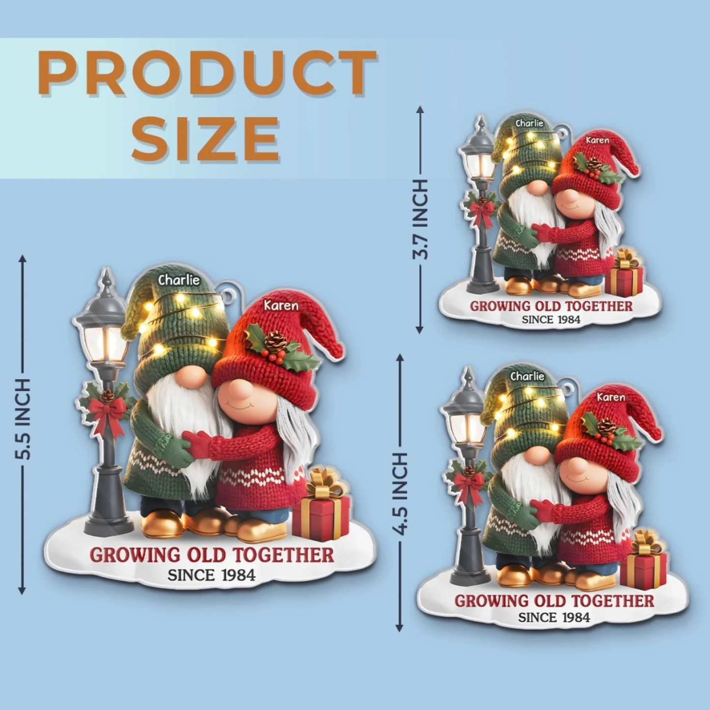 Custom Gnome Acrylic Ornament – Personalized Anniversary & Wedding Keepsake, Meaningful Christmas Gift for Husband & Wife, Our Story Continues Ornament