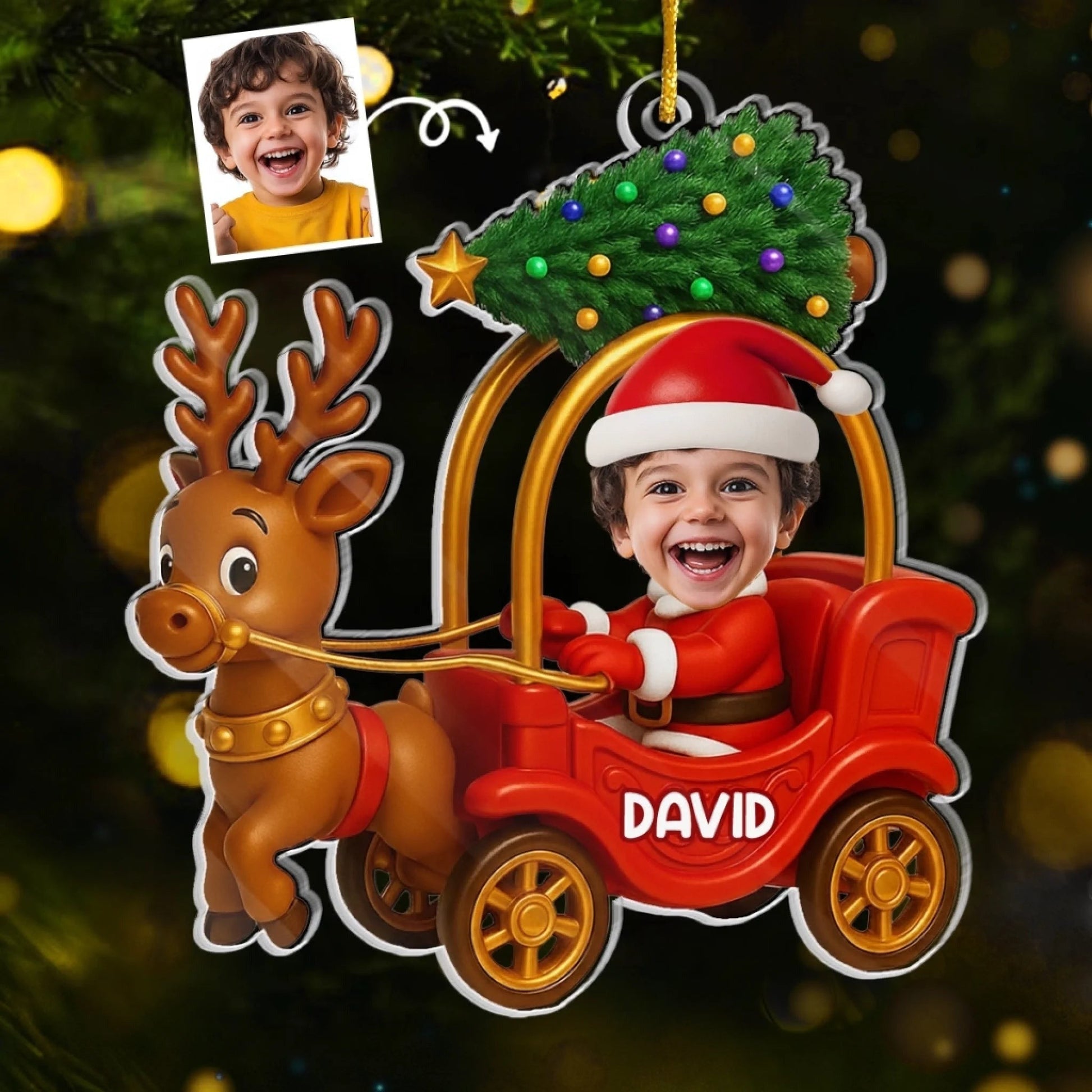 Custom Photo Acrylic Ornament - Personalized Christmas Birthday Gifts For Kids - Little Smiles Sparkle At Christmas