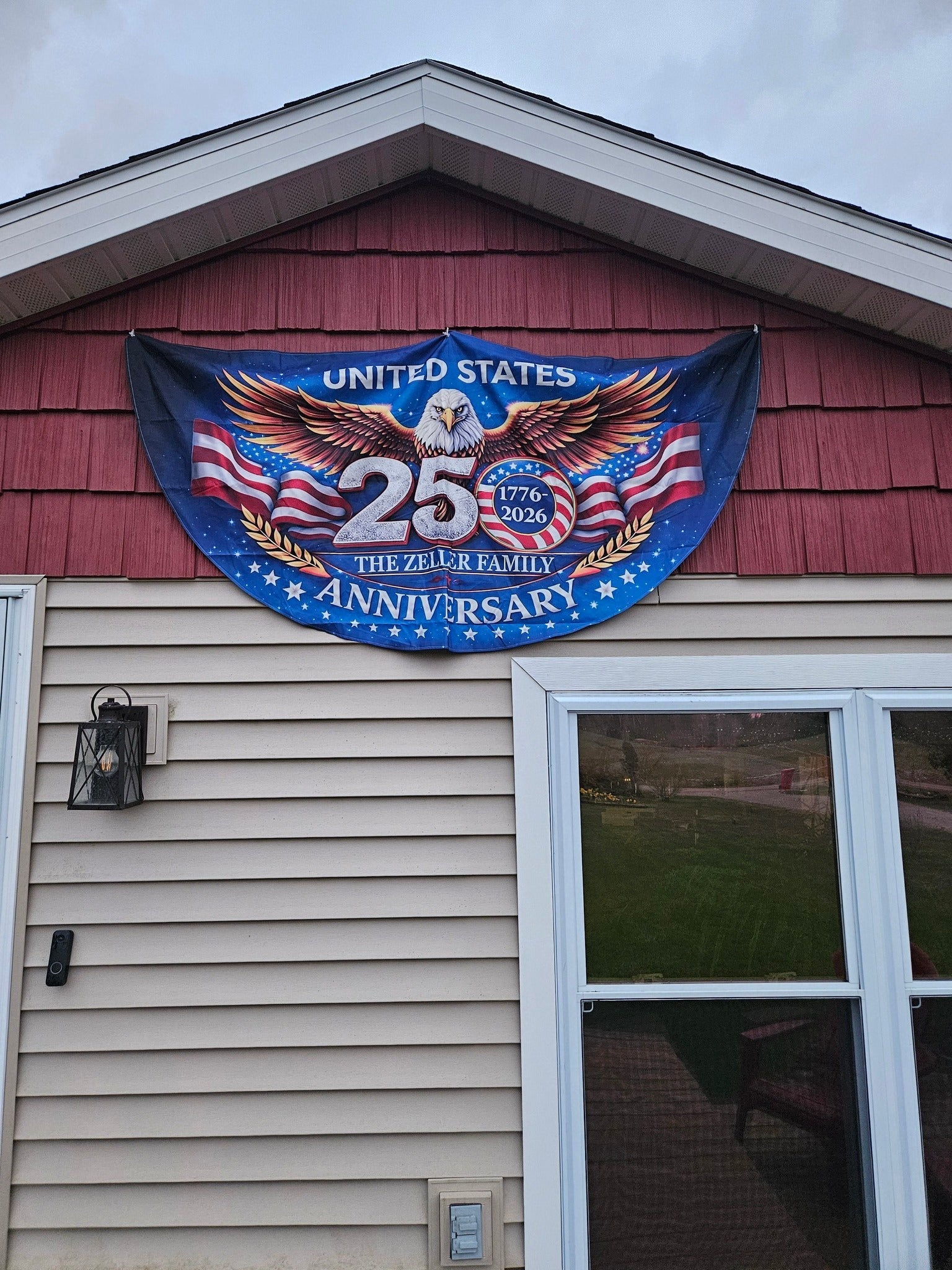 Personalized 250th Anniversary Bunting Flag, USA 250th 4th of July Patriotic Gift for Family, Porch, Fence, Garden, Outdoor Decor