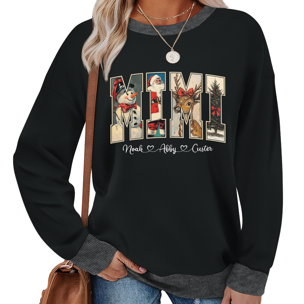 Personalized Mimi Christmas Sweatshirt with Grandkids’ Names Sweatshirt Mix
