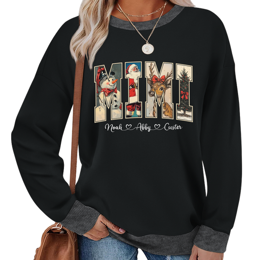 Personalized Mimi Christmas Sweatshirt with Grandkids’ Names Sweatshirt Mix