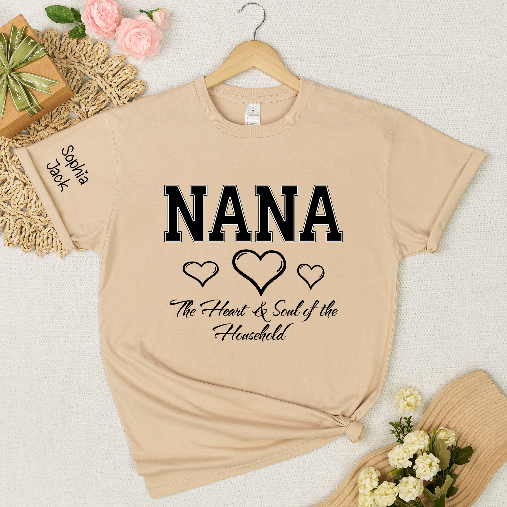 Personalized "Heart & Soul of the Household" T-Shirt – Custom Nana, Mimi, Grandma, Gigi Shirts, Family Gift for Mother’s Day,