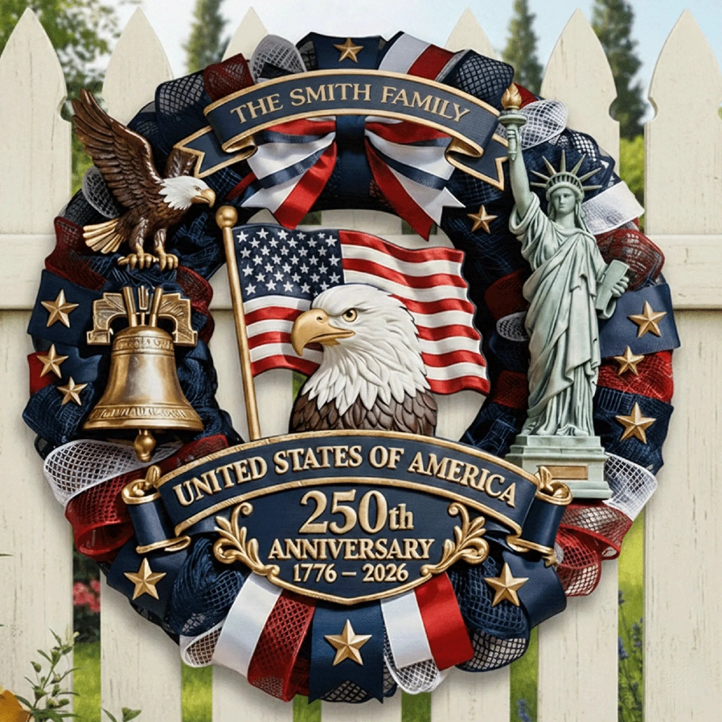 Custom Personalized America 250th Anniversary Wood Sign, Family Forever United Gift for Mom, Dad, Brother, Sister, Kids
