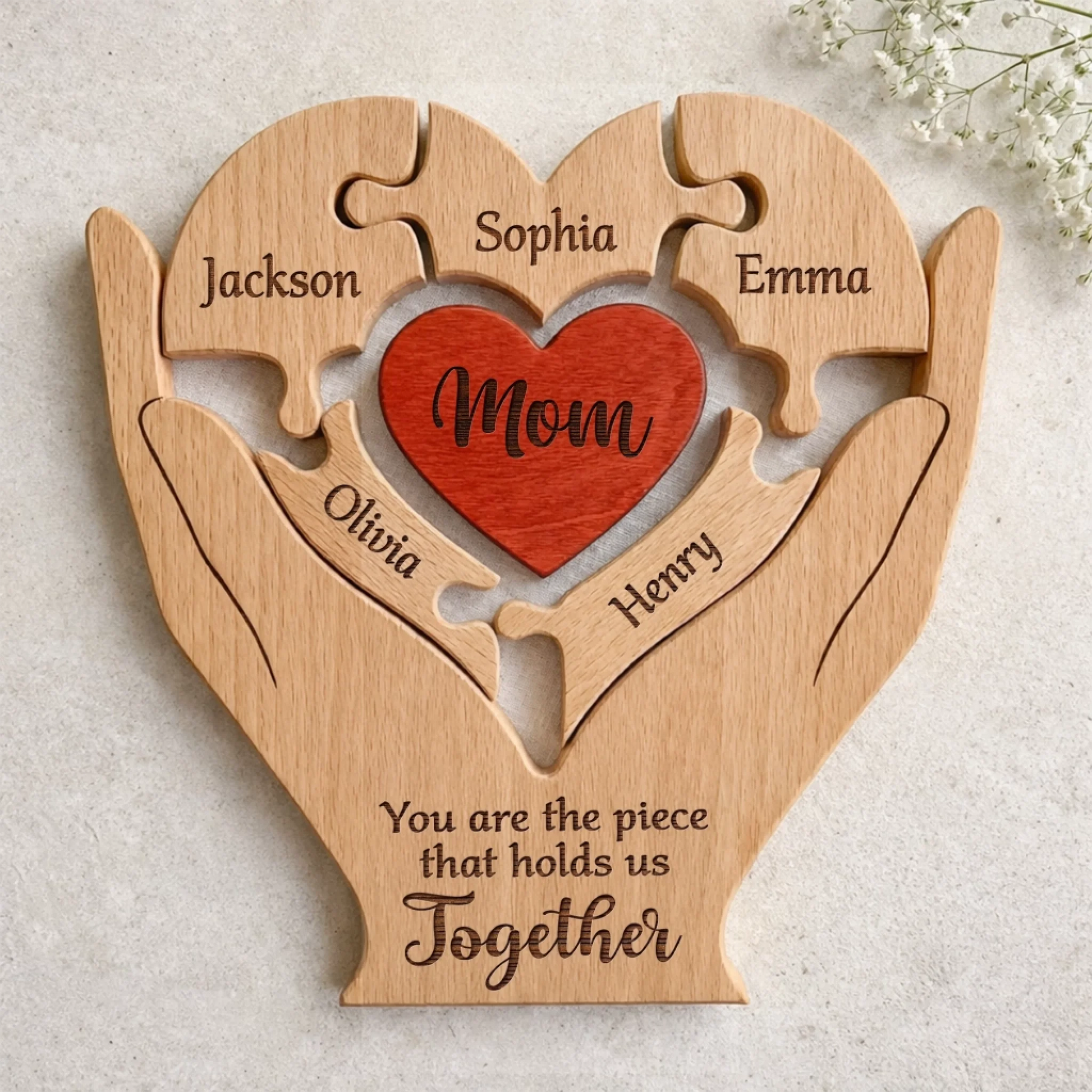 Personalized Fathers Day Wooden Puzzle, You Are The Piece That Holds Us Together Sign, Custom Gift For Dad From Kid, Printed Family Puzzle