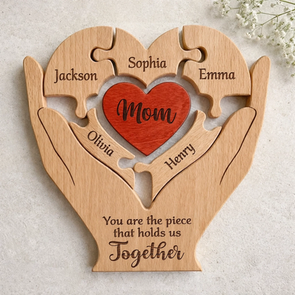 Personalized Fathers Day Wooden Puzzle, You Are The Piece That Holds Us Together Sign, Custom Gift For Dad From Kid, Printed Family Puzzle