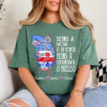 Custom Lovely Butterfly Bow Design With The American Flag, A Personalized Gift For Mom On Independence Day, July 4th
