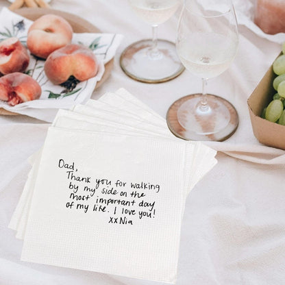 Personalized Handwritten Note Paper Napkins, Custom Your Handwriting Napkins Printed Wedding Cocktail Napkins Custom Love Note Paper Napkins