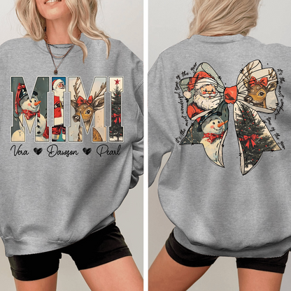 Mimi Holiday Sweatshirt, Personalized Christmas Outfit for Grandma And Kids