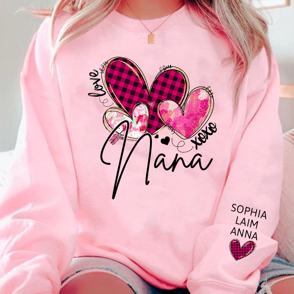 Customized Valentine Pink Xoxo Valentine Design, Personalized Nana with Kids Name