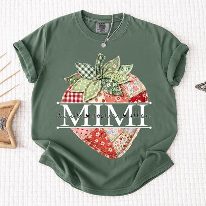 Comfort Colors® Mimi Strawberry Shirt, Personalized Cute Summer Grandma Tee For Gift Grandma And Kids