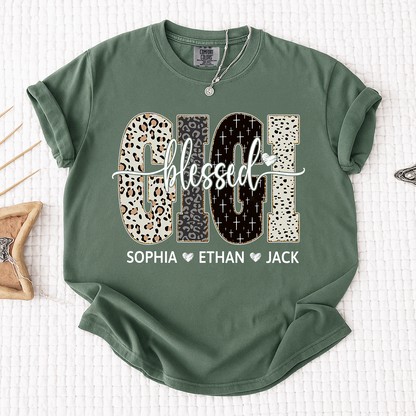 Comfort Colors® Bible Style Design, Custom Gift For Blessed Gigi And Her Grandchildren