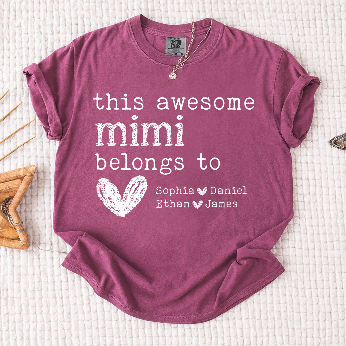 Comfort Colors This Awesome Mimi Belongs To Shirt, Personalized Mimi T Shirt with Kids Names, Custom Grandma Gift, Cute Family Tee