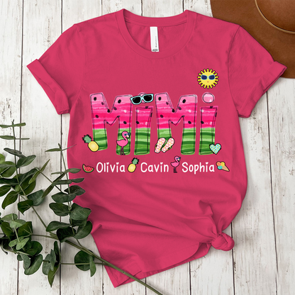 Custom Mimi Watermelon Summer Shirt, Personalized Nickname And Grandkids T-Shirt