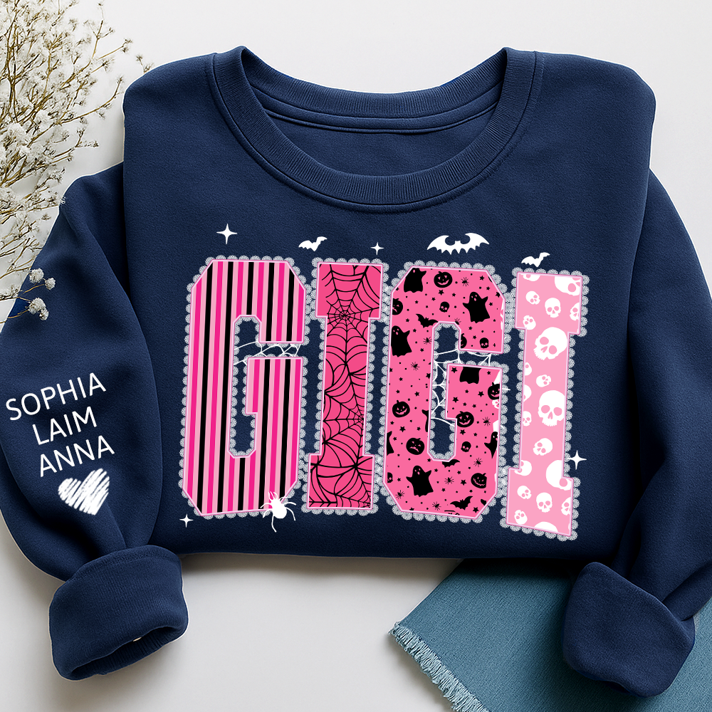 Playful Halloween Style, Pink Custom Gigi Halloween Gifts for Grandma and Kids