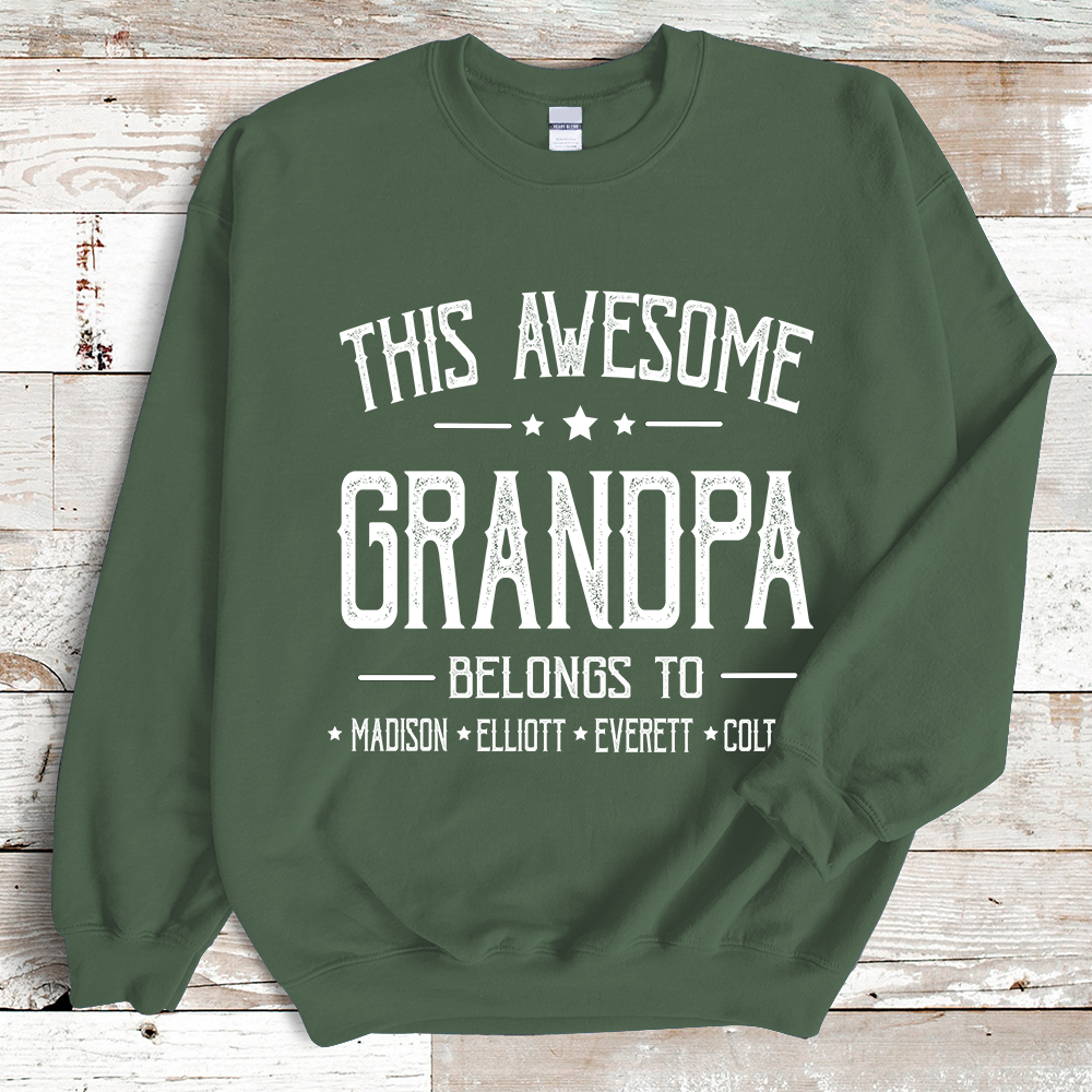 This Awesome Grandpa Belongs To Grandkids Name Father's Day Sweatshirt