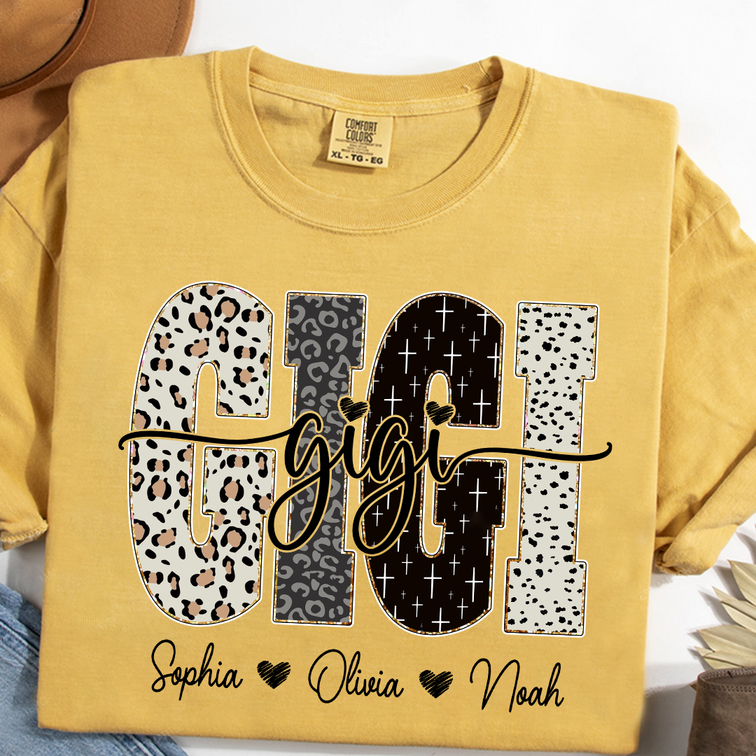 Comfort Colors® T-Shirt Bible Style Design, Custom Gift For Gigi And Her Grandchildren