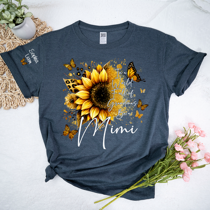 In a World Full of Grandmas Be a MIMI T Shirt, Personalized with Family Names, Sunflower and Butterfly Design, Ideal Gift for Mimi