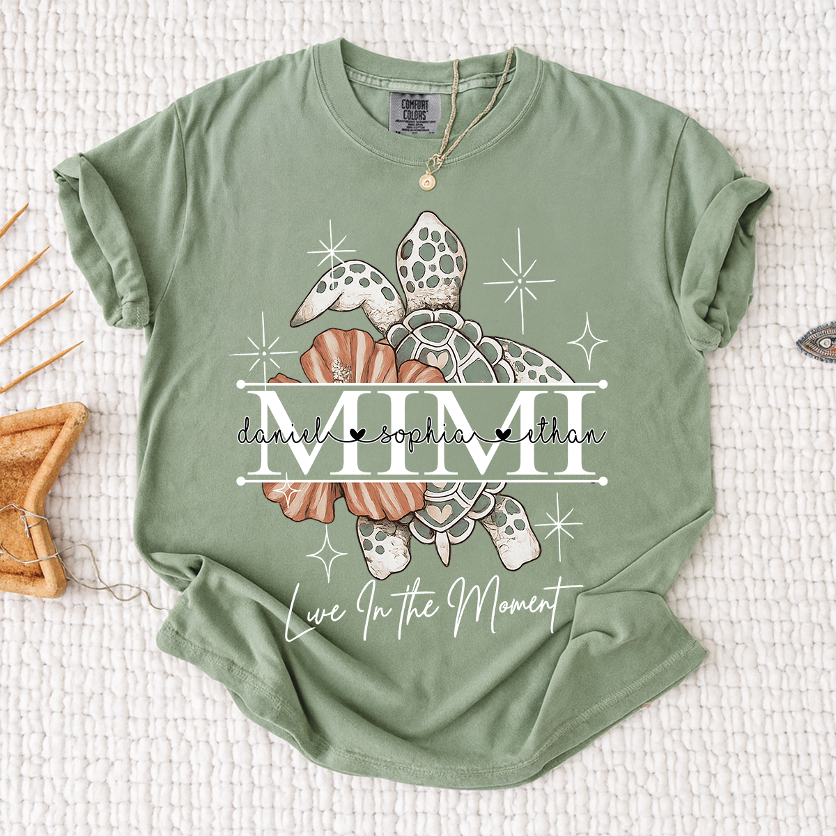 Comfort Colors® Mimi Ocean Turtle T-Shirt Custom Family Names Beach Style