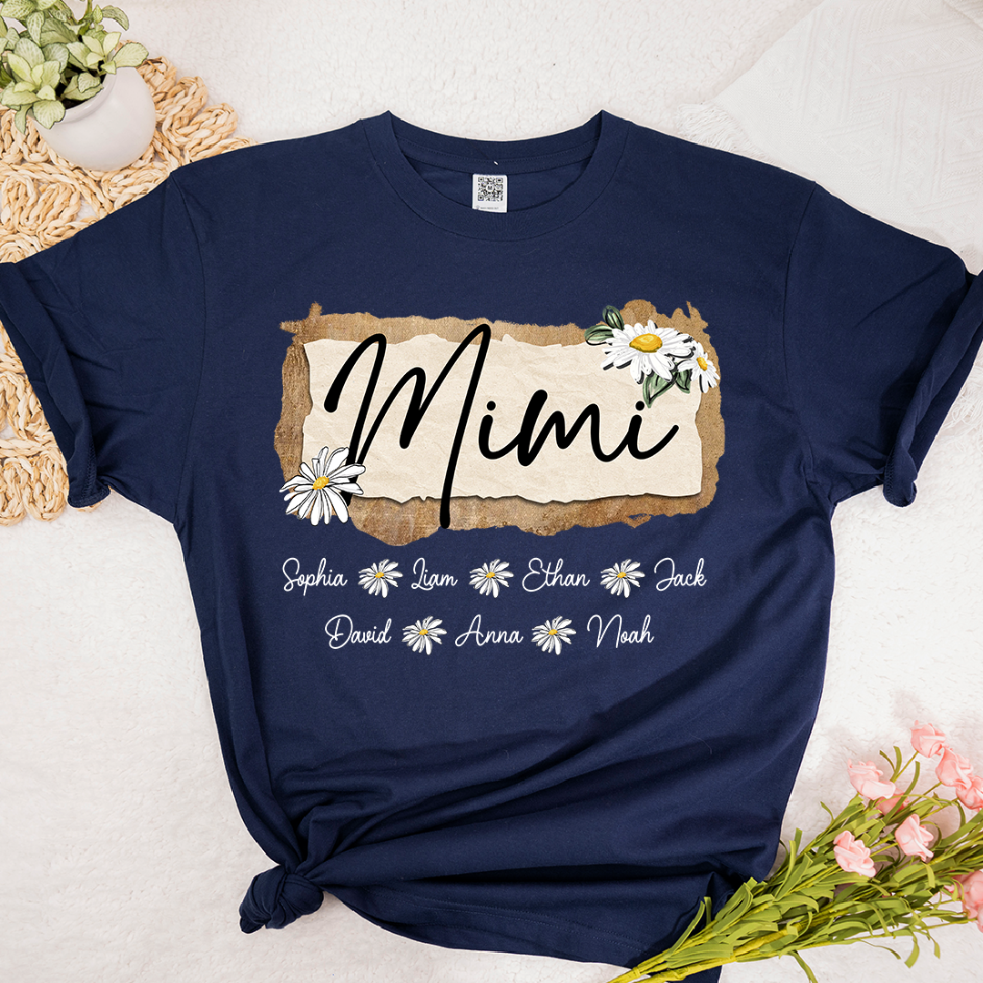 Custom Mimi T-Shirt, Floral Daisy Design,Great Gift for Mimi Grandma And Kids