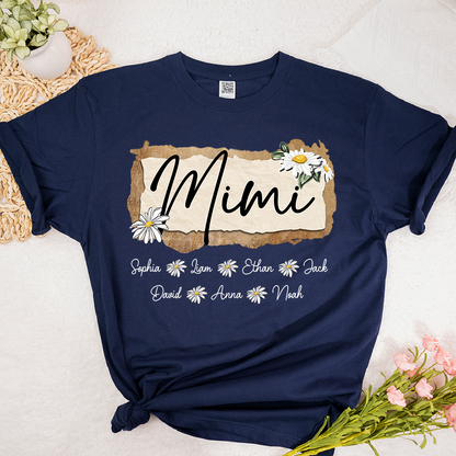 Custom Mimi T-Shirt, Floral Daisy Design,Great Gift for Mimi Grandma And Kids