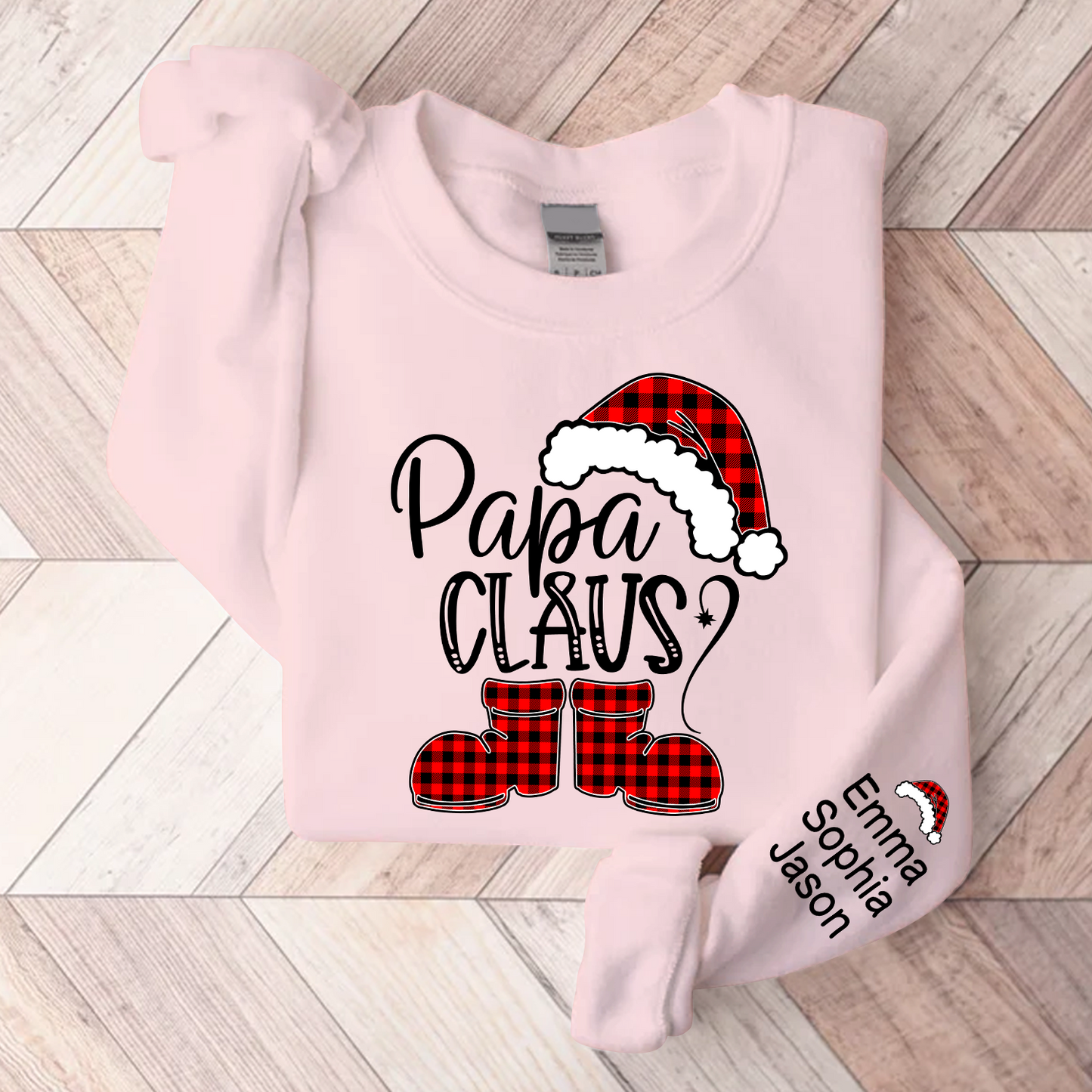 Personalized Papa Claus, Custom Papa With Kids, Grandpa Gift TH Sweatshirt