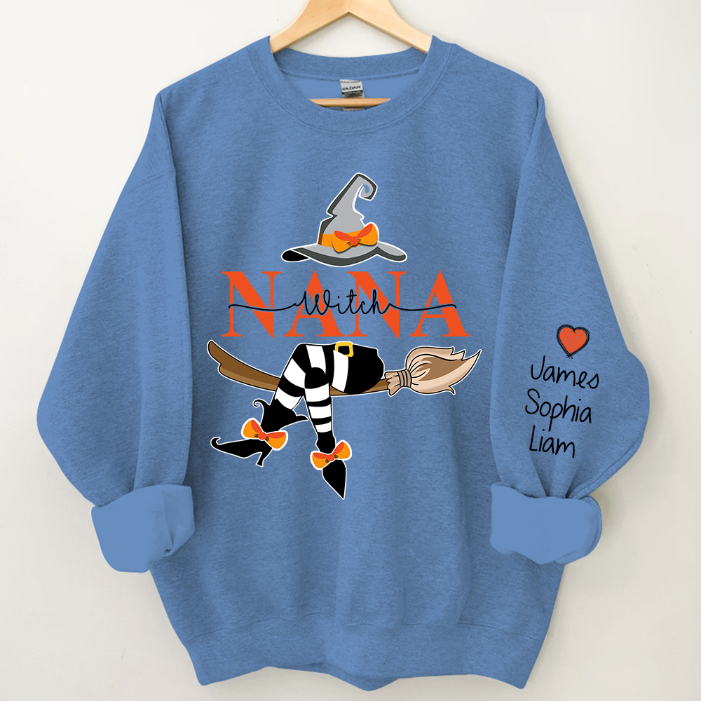 Personalized Nana Witch Halloween Sweatshirt, Halloween Gift, Grandma Gift TH
