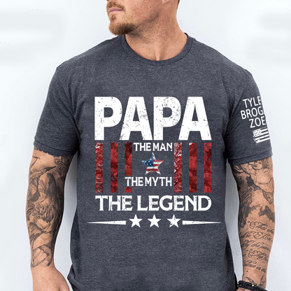 Personalized Papa The Man The Myth The Legend, Patriotic Stars Art Set For Gifr Papa And Kids