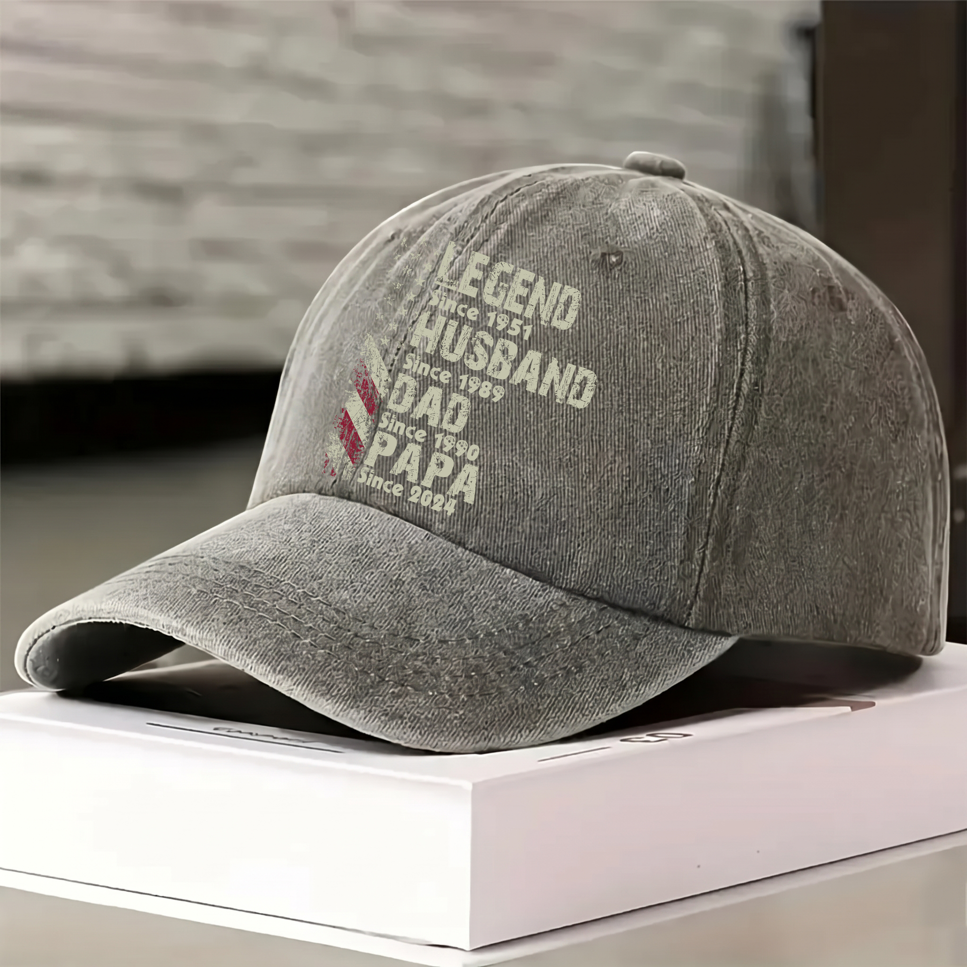 Legend Husband Dad Papa Father's Day Gift Trend, Personalized Custom Vintage Washed Denim Cap