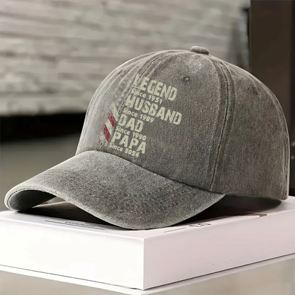 Legend Husband Dad Papa Father's Day Gift Trend, Personalized Custom Vintage Washed Denim Cap