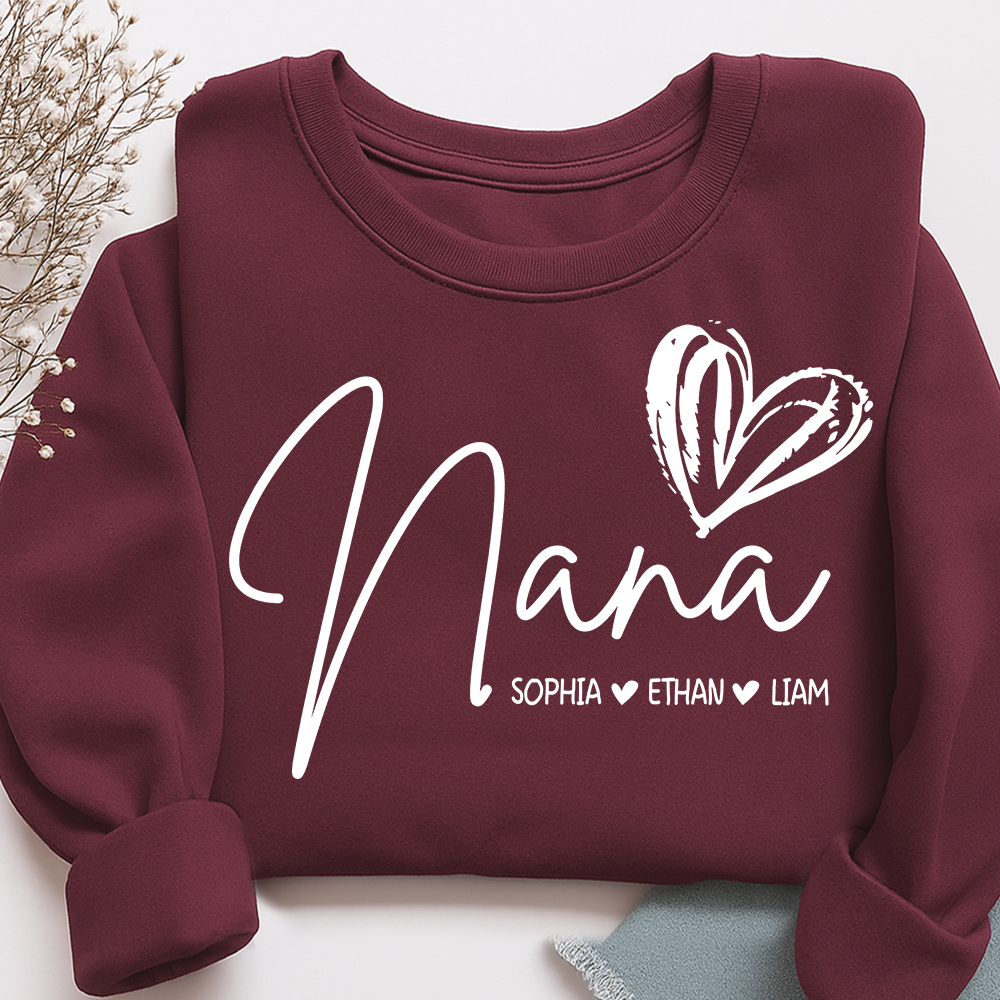 Personalized Nana Heart Sweatshirt Nana Heart, For Gift Grandma And Kids
