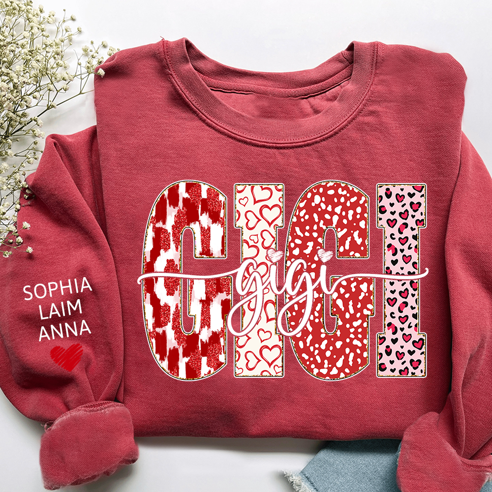 Personalized Valentine Gigi Heart Sweatshirt, Gifts for Grandma And Kids
