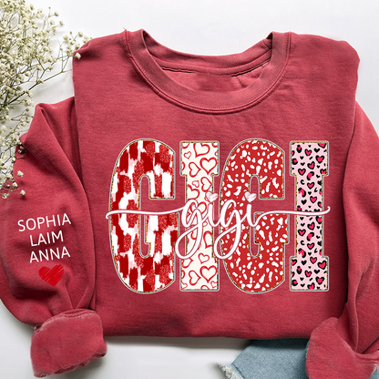 Personalized Valentine Gigi Heart Sweatshirt, Gifts for Grandma And Kids